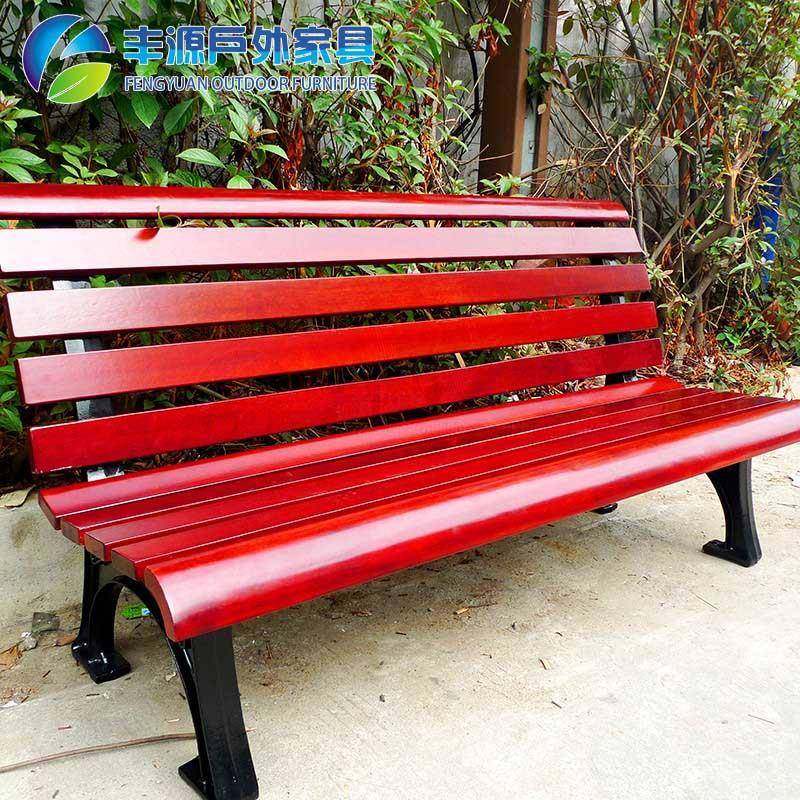 32年工厂户外公园椅铸铁脚配印尼山樟木公园休息长椅休闲椅厂家