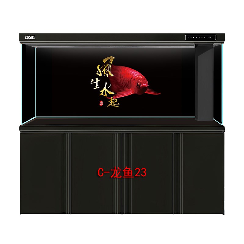 鱼缸贴纸背景画高清图3d立体定制荷花地球星N空龙年图超白鱼缸造