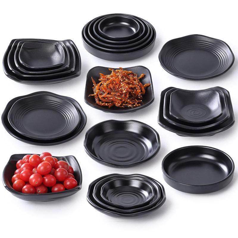 密胺餐具KTV酒吧专用小吃碟子泡菜碟黑色创意塑胶盘商用凉菜碟子,餐饮具,碟,淘宝优惠券,粉丝福利购,淘宝优惠卷