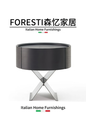 意式实木床头柜设计师创意轻奢高级感北欧风简约大气床边储物柜