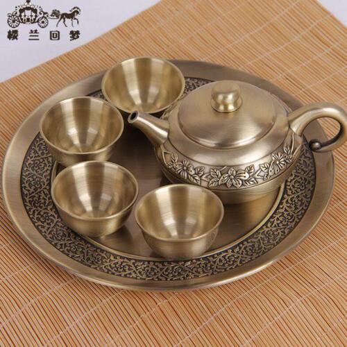 茶具 茶壶 铜质茶壶 茶具 金属茶具 礼品 礼物 花纹随机 茶具 铜