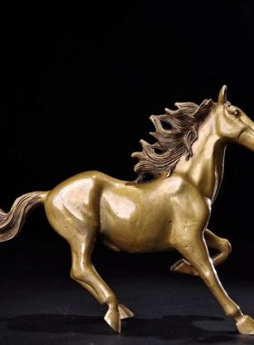仿古纯铜奔马生肖马家居办公室玄关吧台装饰礼品摆件