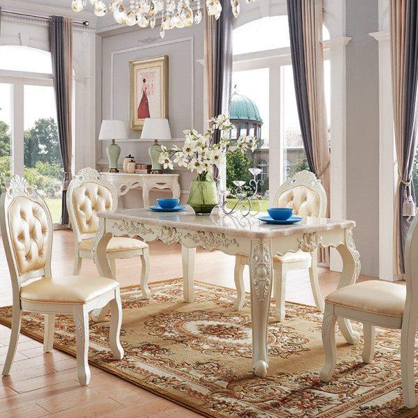 欧式餐桌椅组合大理石长方形实木餐桌椅子白色简约家用饭桌235,住宅家具,大理石餐桌,淘宝优惠券,粉丝福利购,淘宝优惠卷