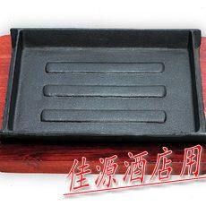 特力22*16CM长方形加厚铁板烧加厚 铸铁不粘煎烤肉盘牛排煎盘商用