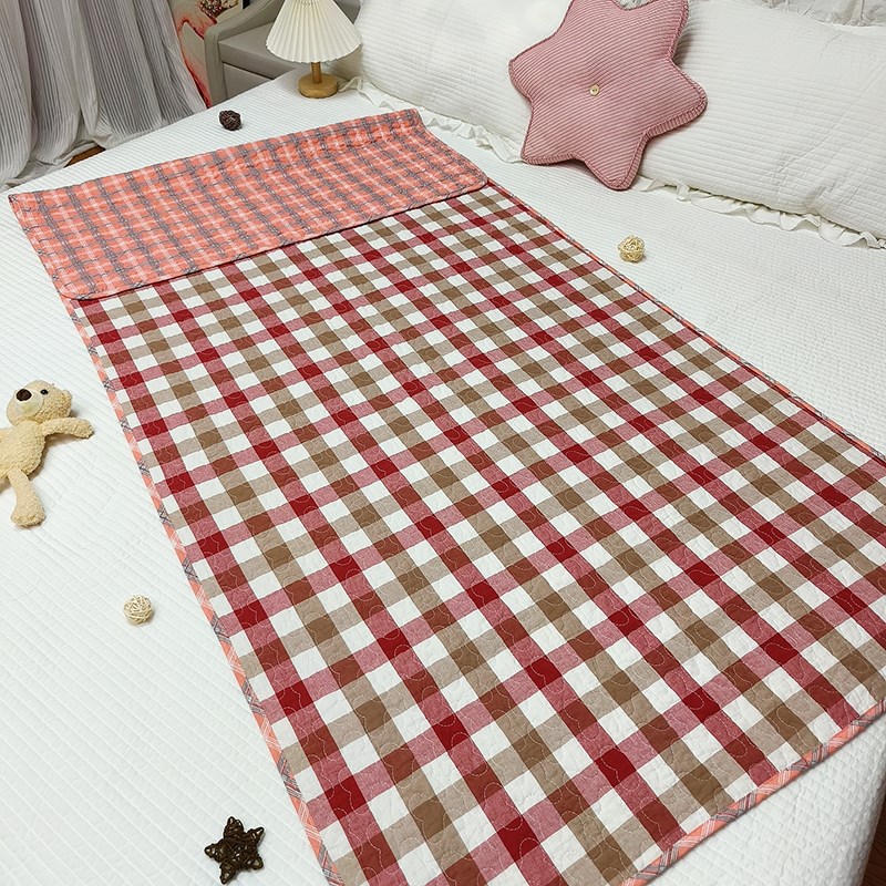 全棉色织格子床盖学生宿舍床单夹棉隔G汗隔油隔脏四季通用双面四