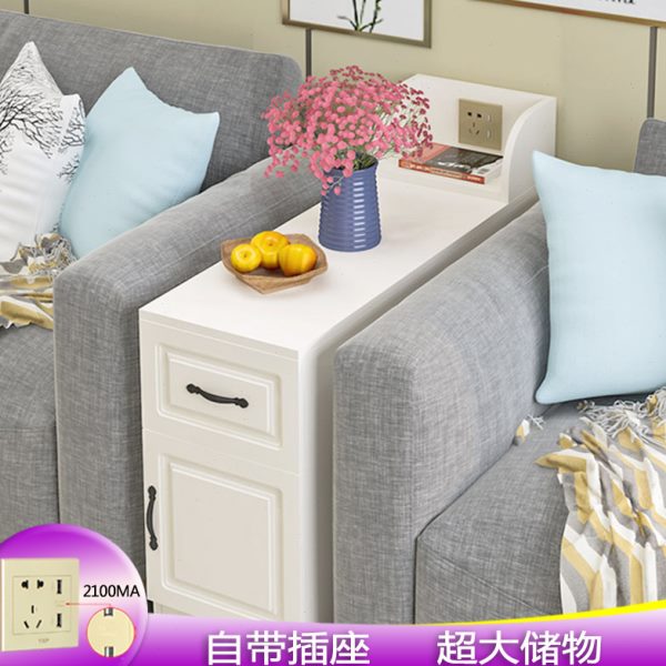 沙发边柜插座充电欧式扶手柜缝隙柜储物柜美甲桌沙发几茶几角几