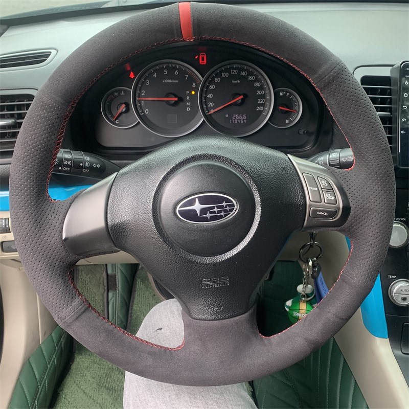 08-12c款斯巴鲁XV老森林人力狮翼豹 09傲虎专用翻毛皮手缝方向盘