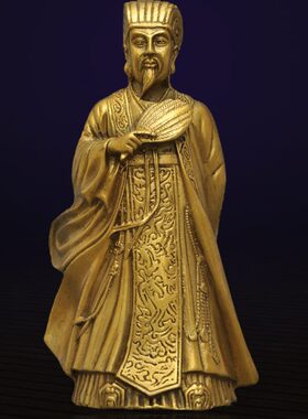 诸葛亮像客厅黄铜铜像明办公室装饰品办公桌工艺品摆件商务礼品孔