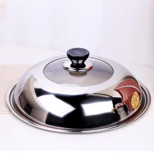 盖炒锅加厚盖子锅小不锈钢锅盖高砂锅配钢化把手家用头透明玻璃盖