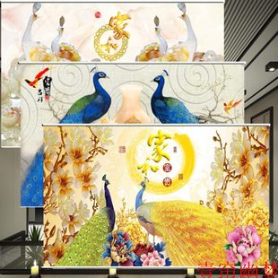 定制手拉升降窗帘遮阳山水风景画卷帘办公室卧室卫生间家用全遮光