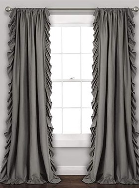 褶皱窗完成公主装t饰窗帘纯白色杆窗帘无杆