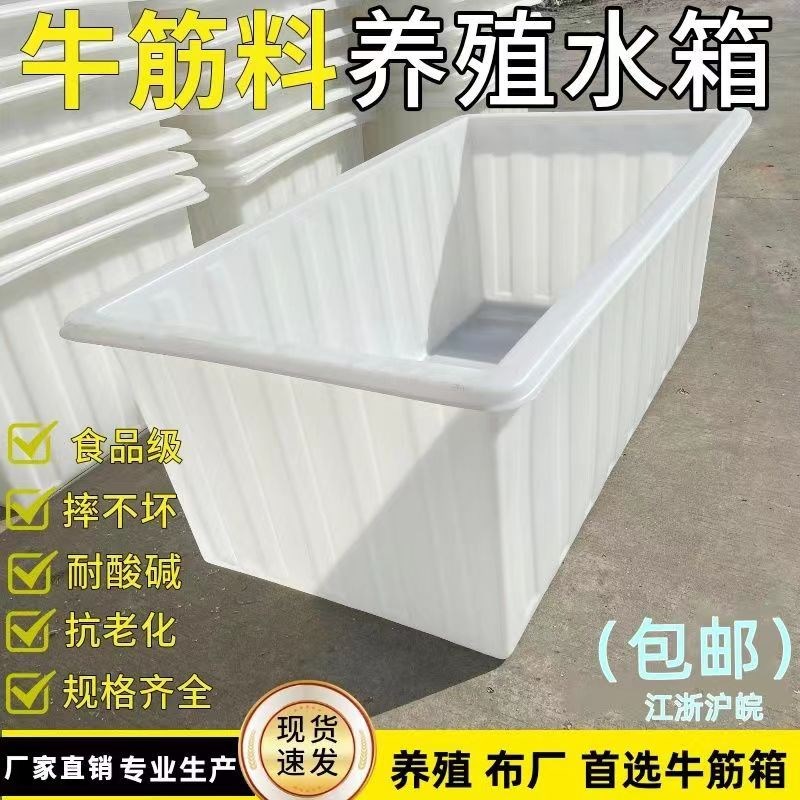 养殖牛筋水箱塑料加厚带排水大号养鱼龟储水带盖长方形泡瓷砖专用