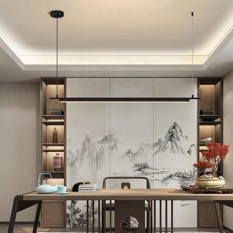 意式极简餐厅餐桌长条设计师吊灯北欧创意复古书房书桌办公一字灯