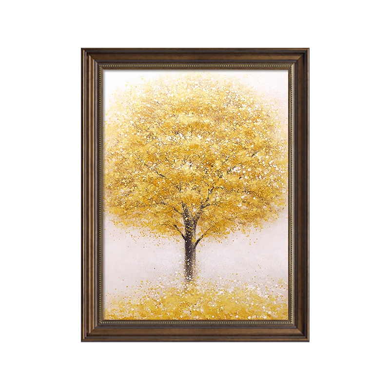 发财树挂画美式入户玄关装饰画摇钱树油画客厅走廊过道壁画寓意好图片