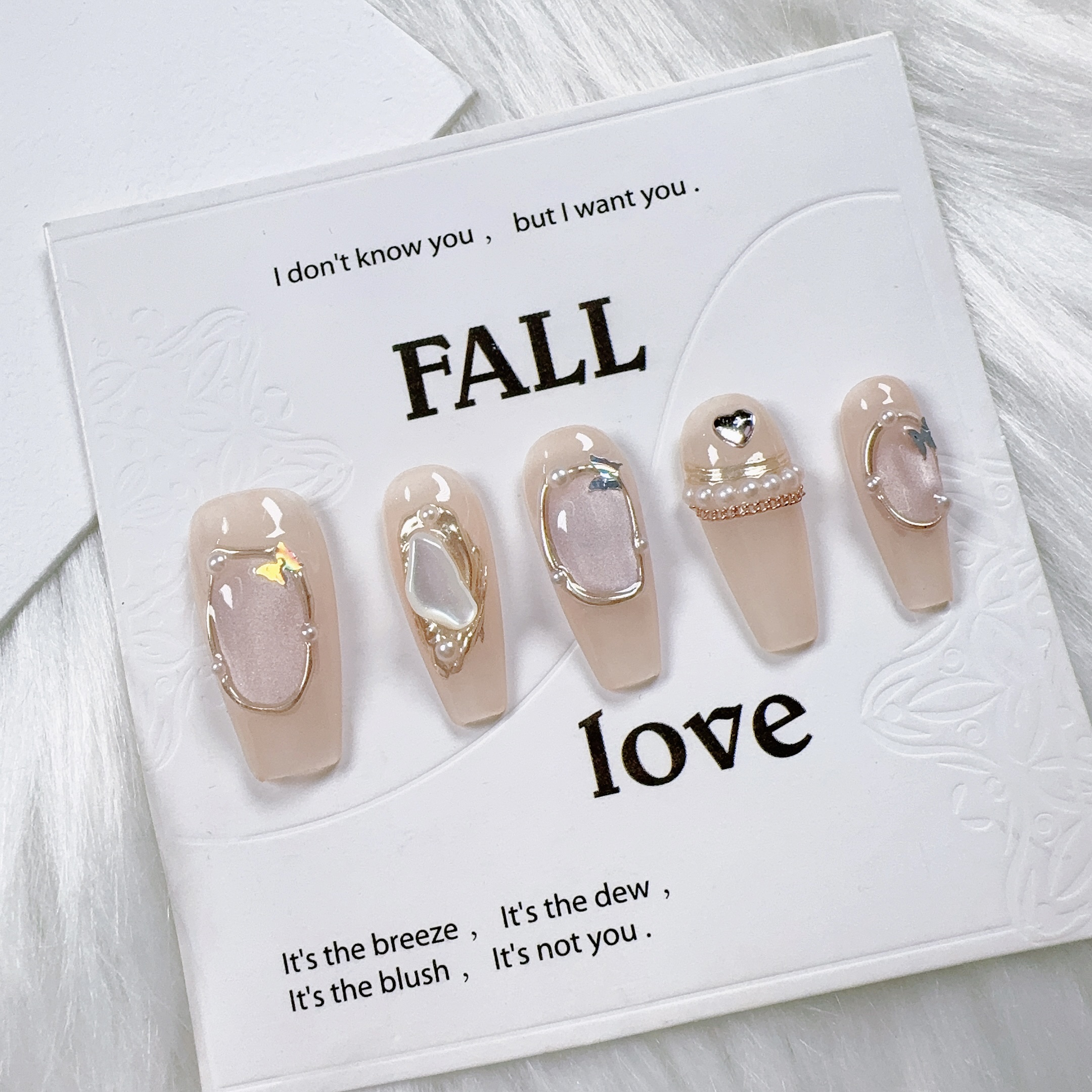 纯手工穿戴甲法式高级显白纯欲