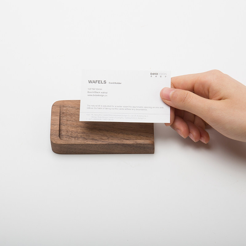 ZYN 原木华夫饼名片座 个性商务职业高端男士名片盒 免费定制刻