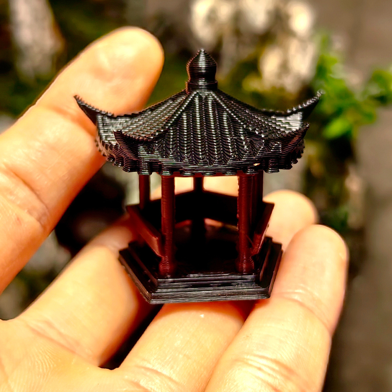 五角小凉亭造景小摆件假山奇石水陆缸鱼缸庭院盆景中式古建筑模型