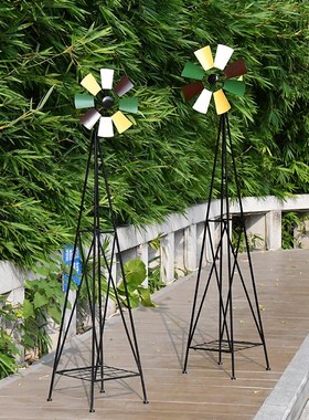 户外铁艺旋转风车花架摆件花园庭院别墅装饰园艺阳台景观布置造景