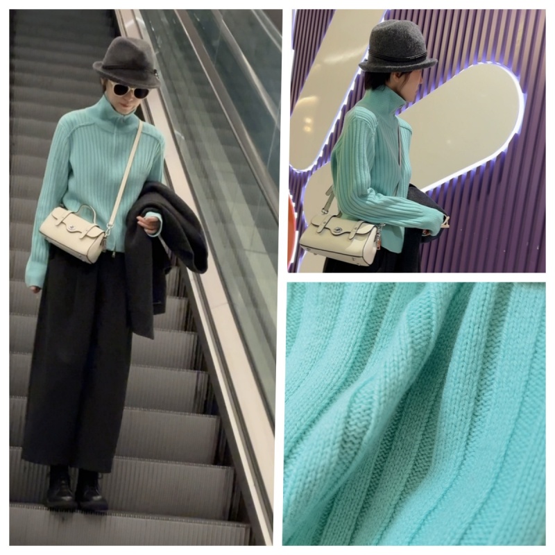 INFINITE COASTLINE/无垠海岸春晓12509双拉头蓝绿羊毛衣外套