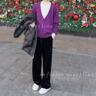 INFINITE COASTLINE/无垠海岸春晓20019丝绒黑裤（四季 不加绒）