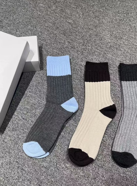 INFINITE COASTLINE/无垠海岸8147粗线双针拼接墩墩袜（3双装）