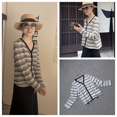 INFINITE COASTLINE/无垠海岸春晓12486百搭休闲条纹开衫