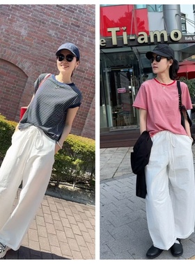 INFINITE COASTLINE/无垠海岸春晓2987阔版休闲侧拉链白裤