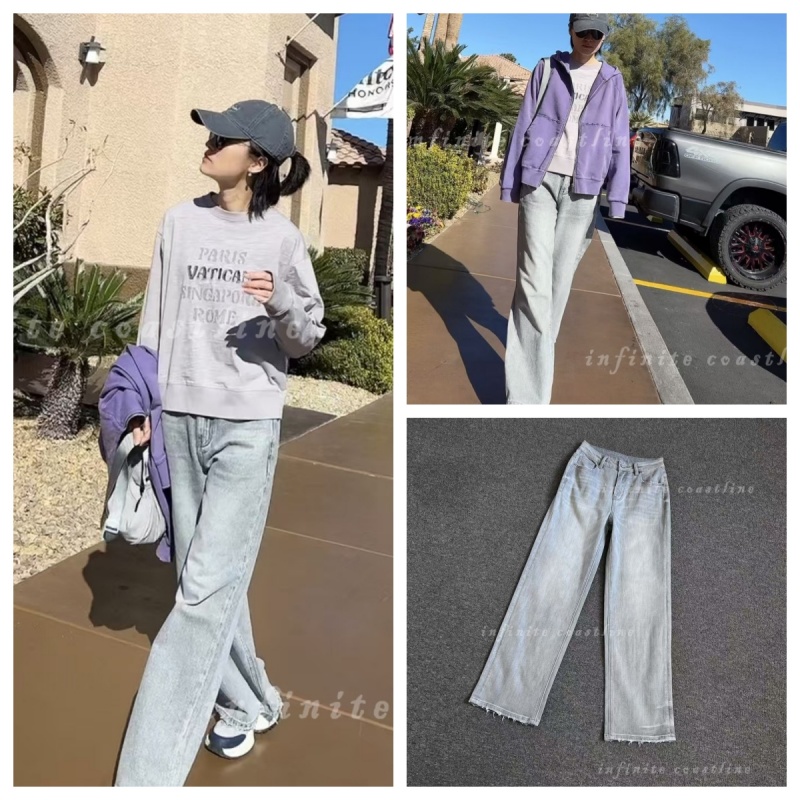 INFINITE COASTLINE/无垠海岸春晓2999显瘦直筒阔腿水泥灰牛仔裤