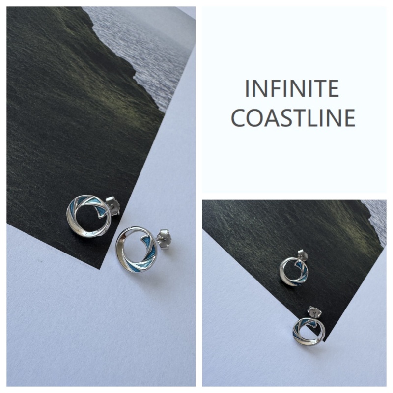 INFINITE COASTLINE/无垠海岸春晓4436 925银 珐琅滴胶 浪花耳钉