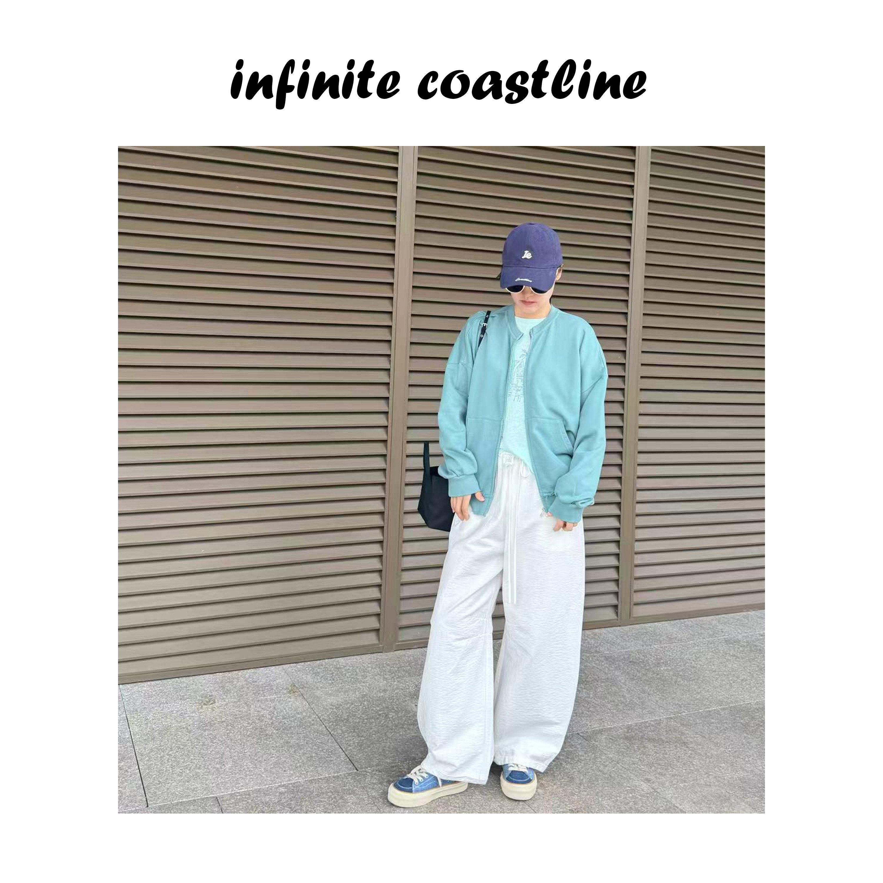 INFINITE COASTLINE/无垠海岸春晓2987阔版休闲侧拉链白裤 - 实物图