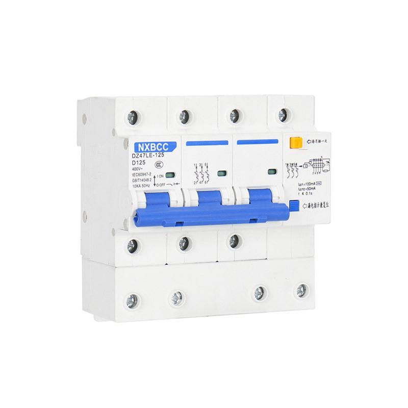 三相四线漏电保护器带空气开关DZ47LE 3P+N80A 100A 125A断路器