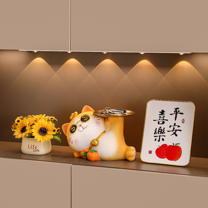 创意招财猫玄关钥匙收纳t摆件家居装饰客厅桌面电视柜乔迁新居礼