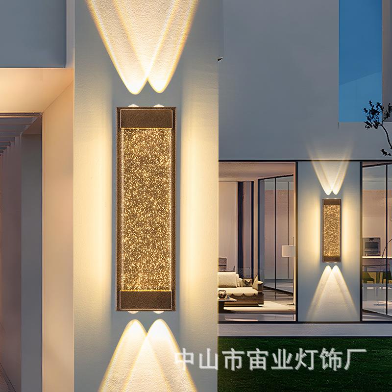 水晶户外壁灯防水别墅露台室外大门两侧柱子花园庭院简约长条壁灯