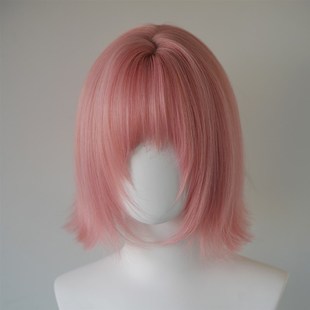 粉色假发全头套女短发cos外翻翘y2k浅色日常lolita女团JK彩齐肩发