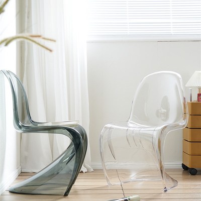 北欧亚克力塑料餐椅设计师潘东椅家用小户型靠背座椅网红透明椅子