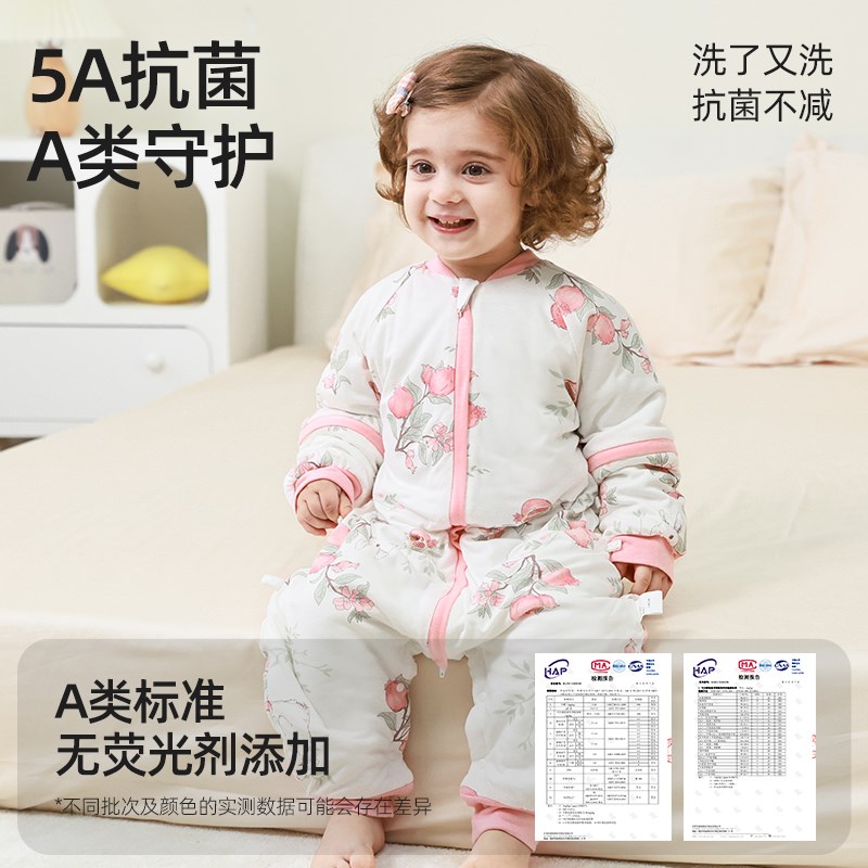 婴儿睡袋春秋款冬季加厚宝宝恒温夹棉分腿儿童防踢被神器四季通用