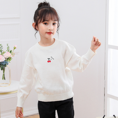 女童针织衫春秋薄款套头低领儿童冬打底衫中大童白色毛衣女宝线衣