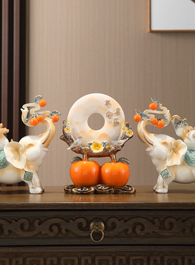 事事如意财福大象一对创r意家居玄关客厅电视柜摆件轻奢高档装饰