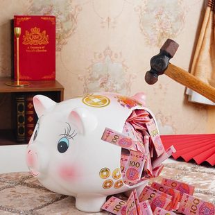 储蓄罐存钱罐只进不出不可取家用女大号陶瓷猪摆件礼品 2024新款