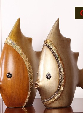 现代欧式轻奢高档陶瓷摆件客厅玄关D鱼摆件装饰品酒柜中式艺术家