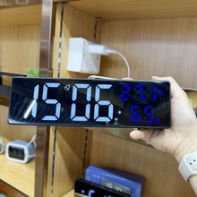 闹钟简单实用桌面电池款大屏幕时钟学生J多功能夜光灯床头钟可视