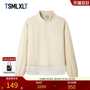 卫衣外套 休闲宽松短款 TSMLXLT 设计感甜美翻领蕾丝拼接外套女薄款