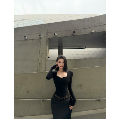 加绒长袖立体束身鱼骨抹胸