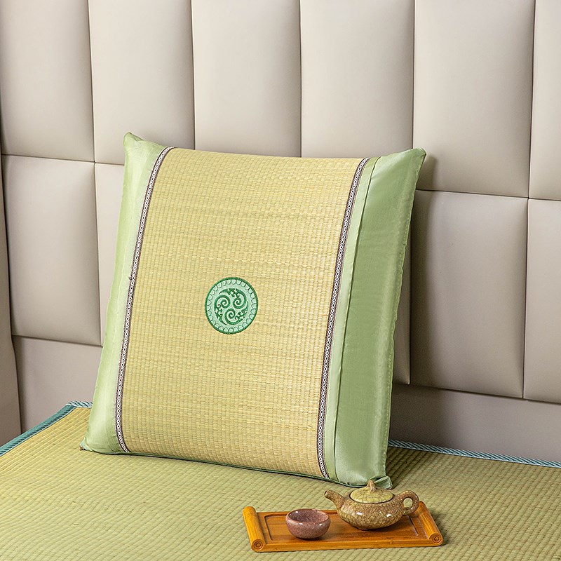 夏季蔺草双面凉席靠垫套沙发靠垫抱枕套 办公室护腰靠垫套不含芯