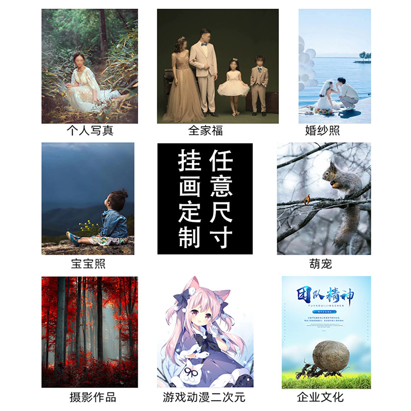装饰画挂画定制来图定做照片动漫高清打印油画布订制无框墙壁画