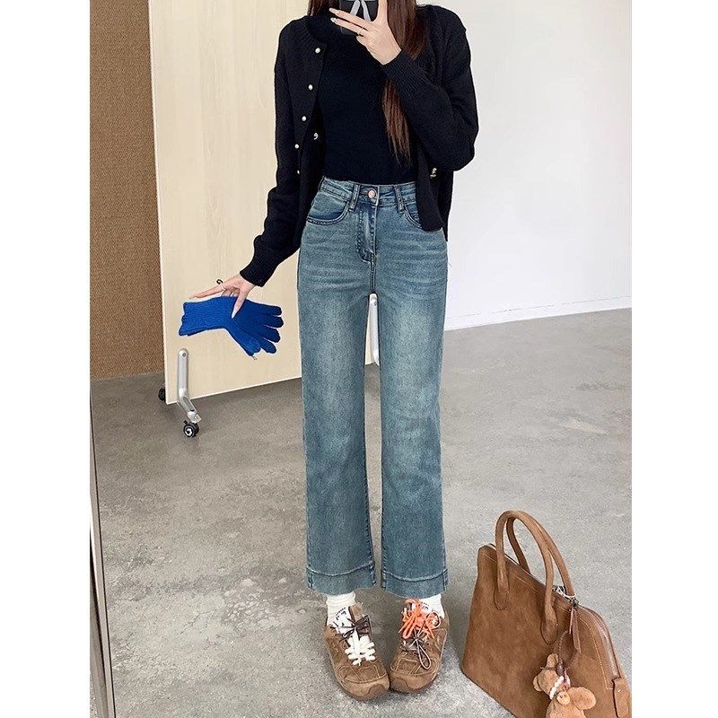 小吉家大码女装复古蓝加绒直筒牛仔裤秋冬新款梨形身材厚绒九分裤,女装/女士精品,大码裤装,淘宝优惠券,粉丝福利购,淘宝优惠卷
