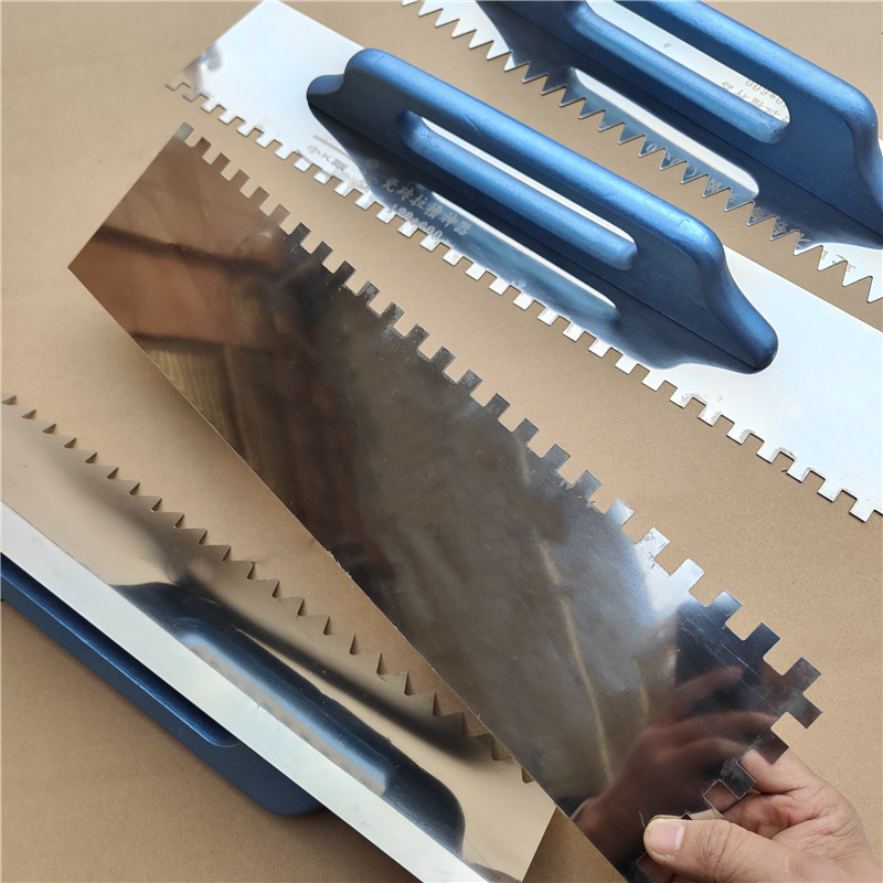 不锈钢加长锯齿抹子大板铺贴油漆批灰刀瓷砖胶刮浆拉槽抹泥刮板尖