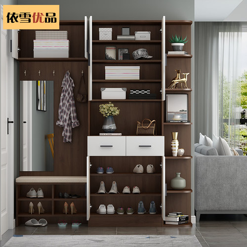 鞋柜玄关柜一体隔断家用门口客厅衣帽柜换鞋凳组合储物置物柜收纳