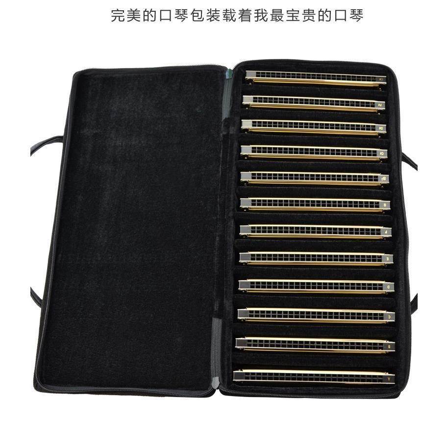 24孔复音重音布鲁斯口琴包7调12调套装包28孔十孔24孔口琴通用盒