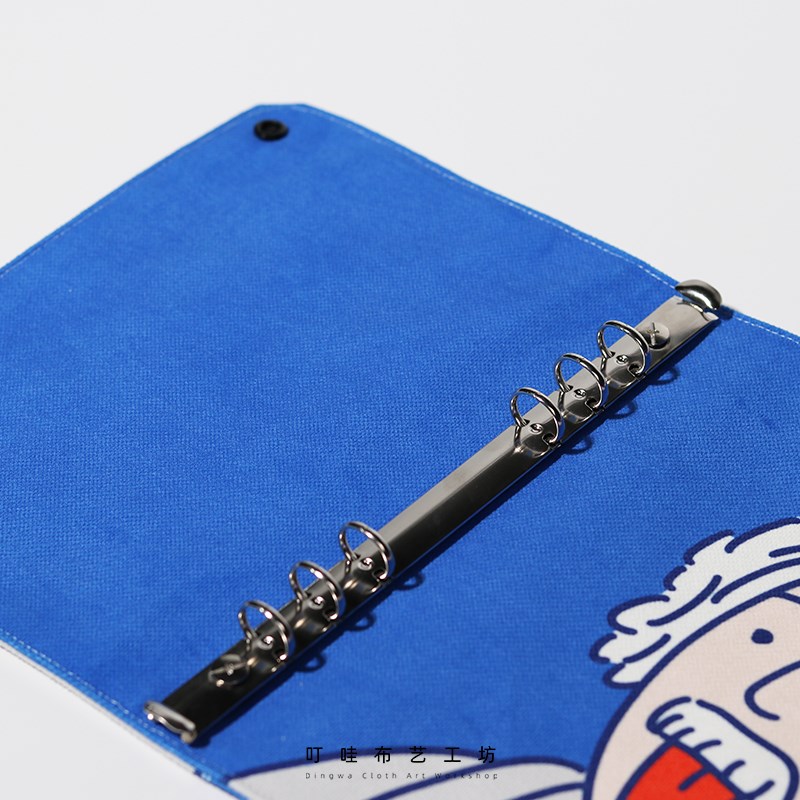 爱因斯坦活页本高颜值可拆卸手绘科学家可爱少女心布艺手账本定制